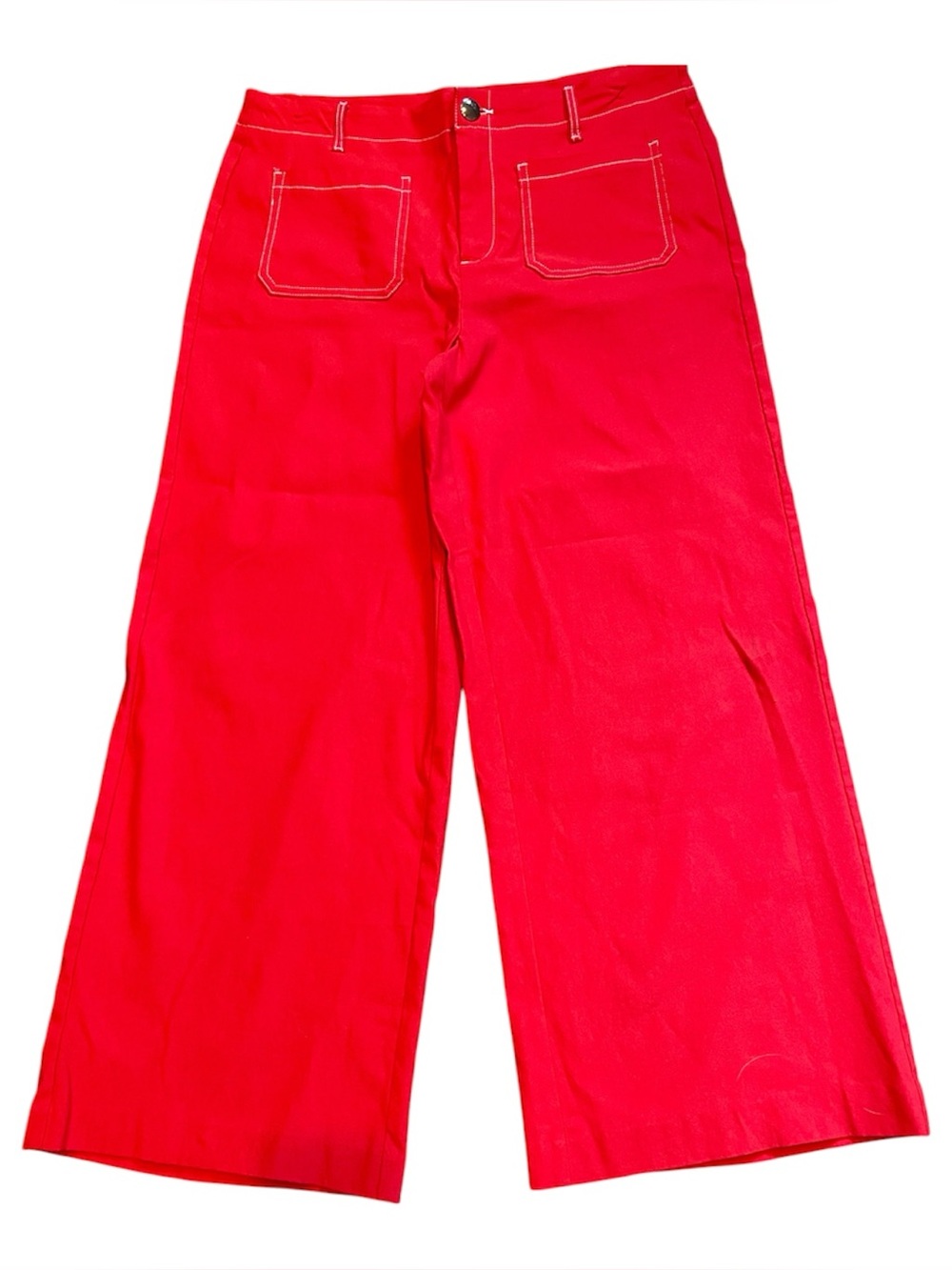 Jules & Leopold Red Wide Leg Cropped High Waist Pants Sz Large